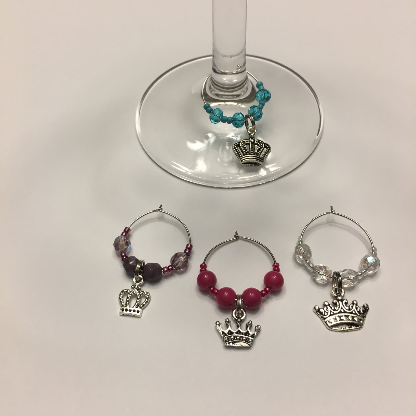 Celestial nature glass bead wine charms, nature theme glass bead wine charms