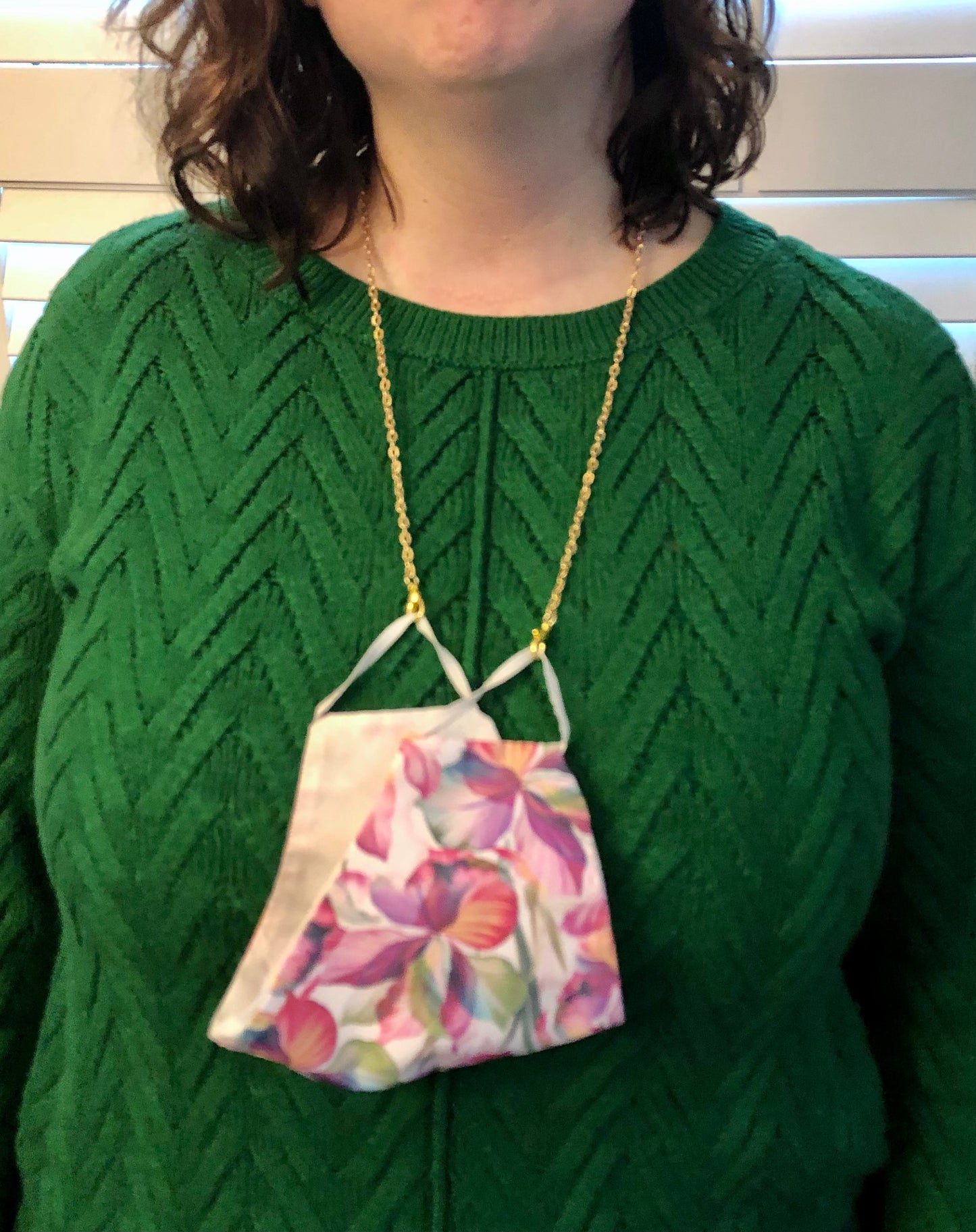 Gold face mask and eyeglass chain, lanyard, necklace