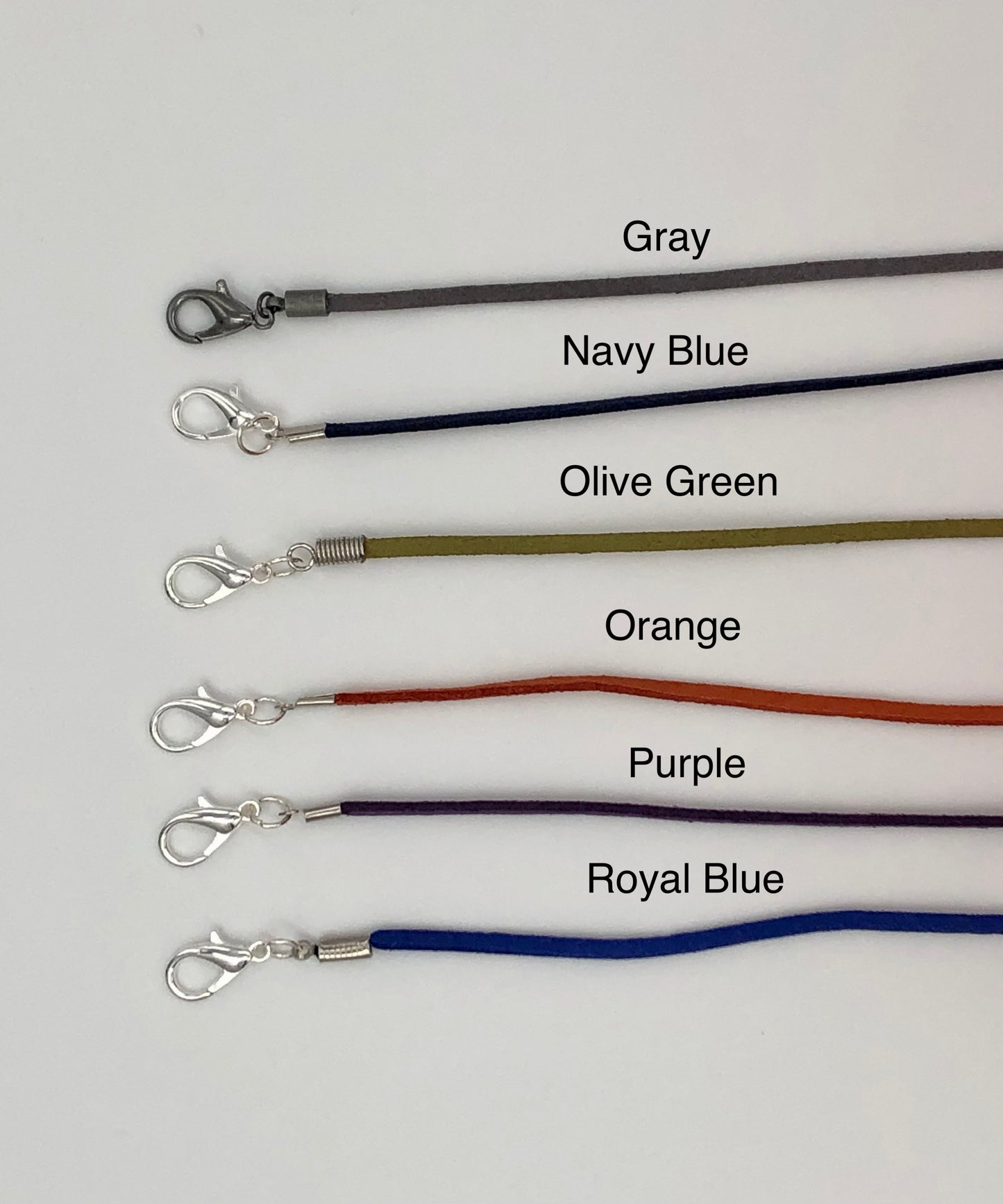 Faux suede face mask and eyeglass cord, lanyard, necklace